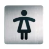 Symbolskylt Durable WC Dam, fyrkantig, rostfritt stål