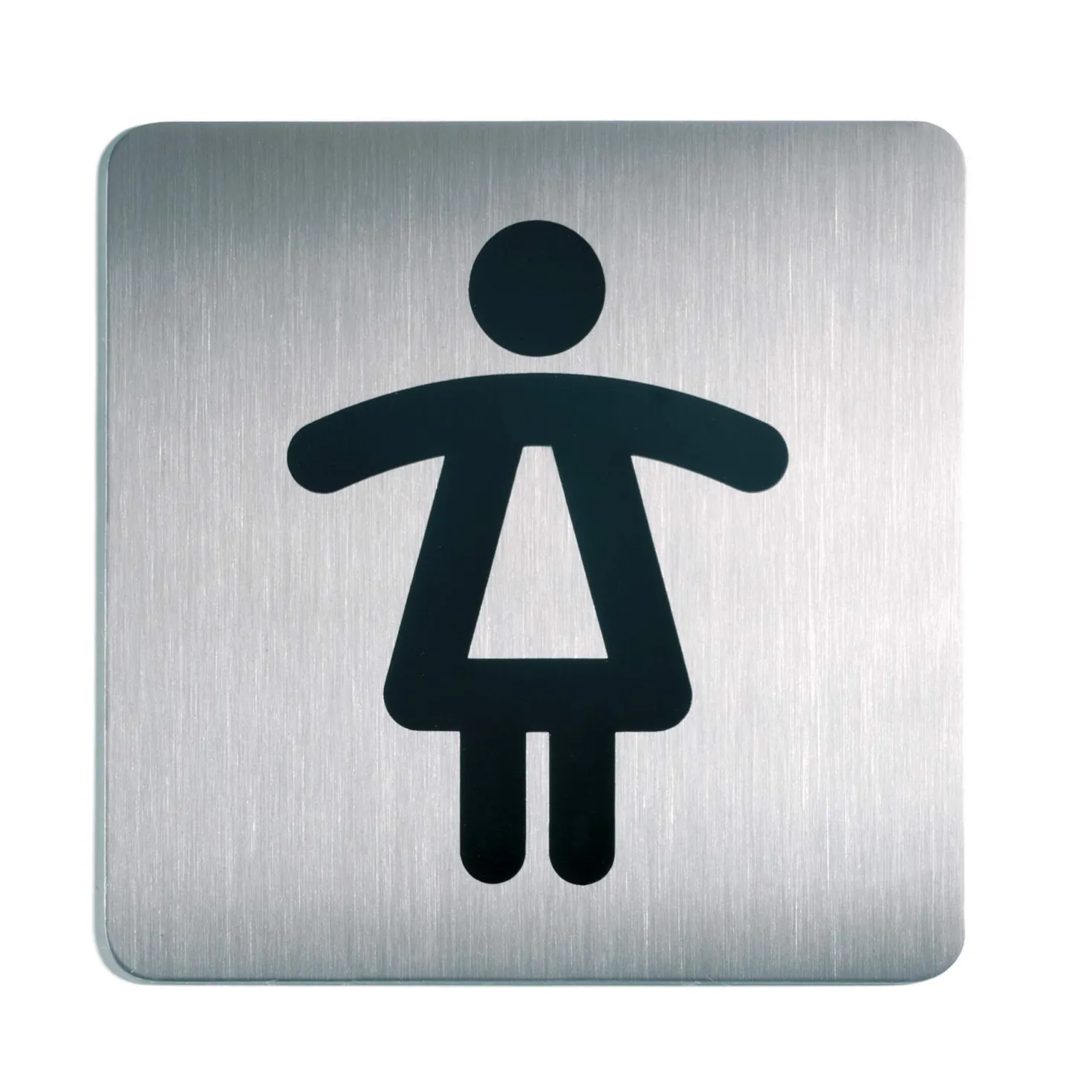 Symbolskylt Durable WC Dam, fyrkantig, rostfritt stål
