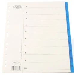 Systemregister Timing Plus A4+ 1-10, plastförstärkta flikar, flerhålsborrat