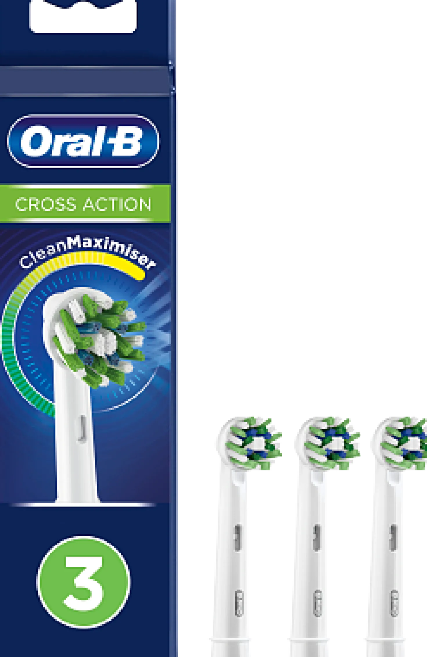 Tandborsthuvud Oral-B Cross Action, 3 st, CleanMaximiser