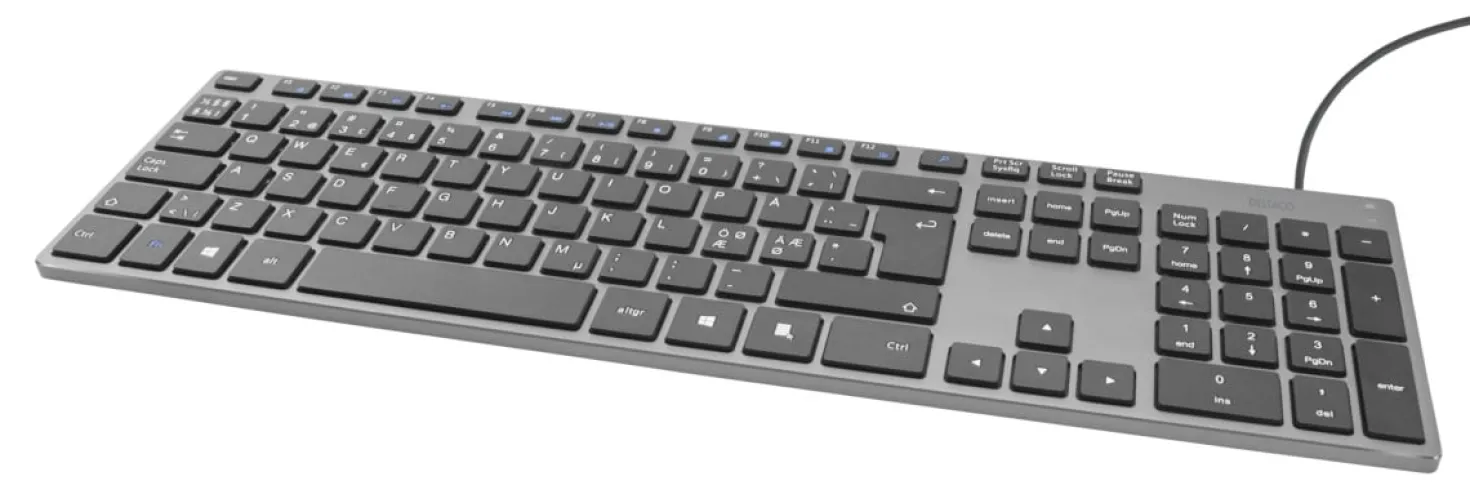 Tangentbord Deltaco TB-801 Lågprofil, trådbundet, PAN Nordisk, 105 tangenter