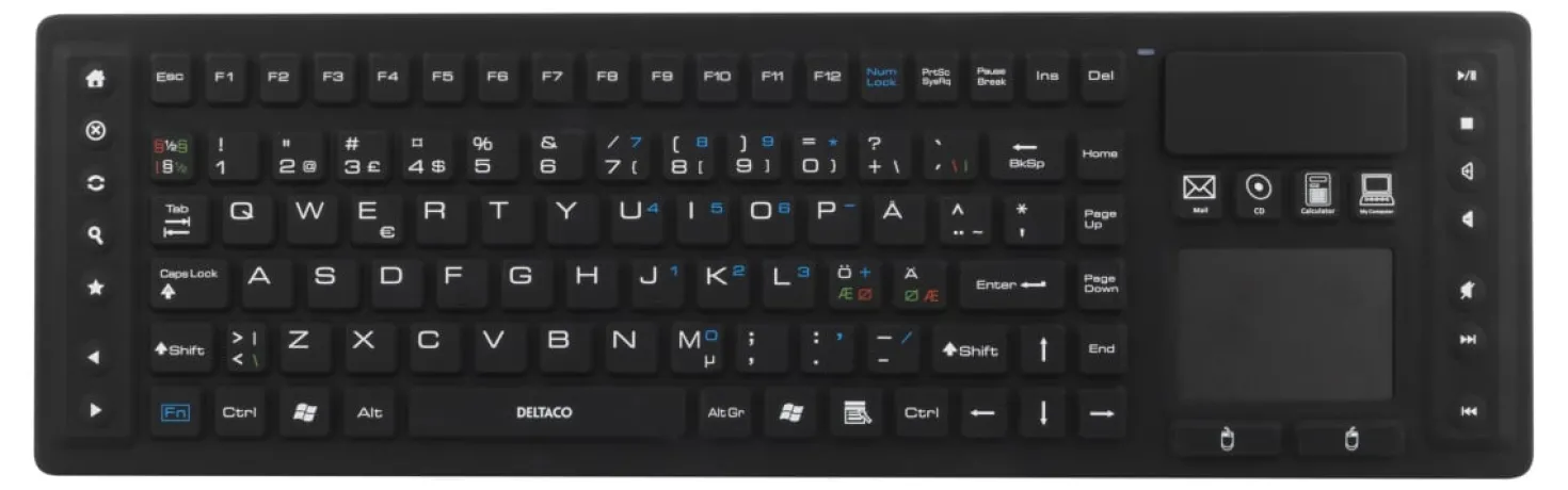 Tangentbord Deltaco TB-503 Silikon Trådlöst, IP65, pekplatta, svart