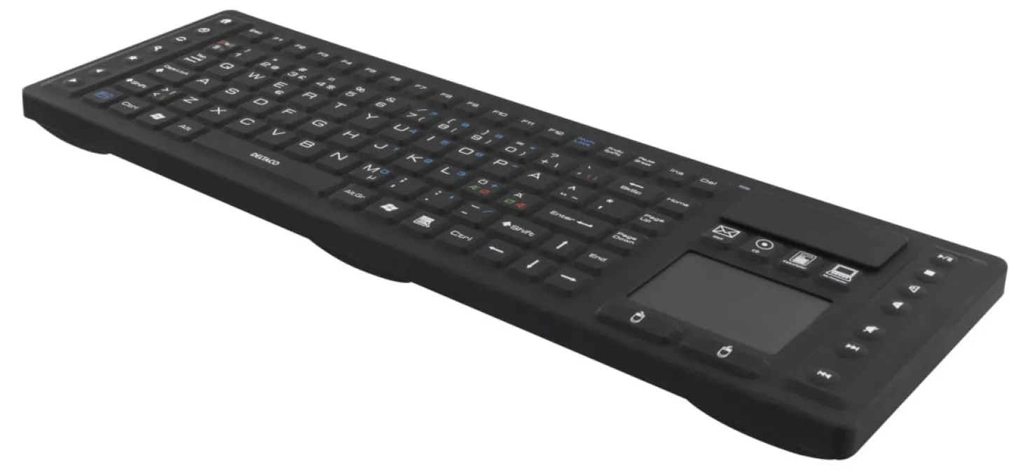 Tangentbord Deltaco TB-503 Silikon Trådlöst, IP65, pekplatta, svart