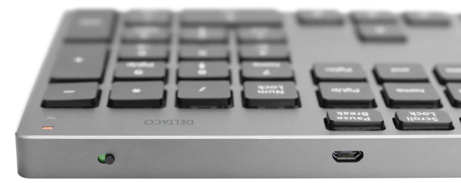 Tangentbord Deltaco TB-802 Trådlöst, 2.4 GHz, rymdgrå aluminium