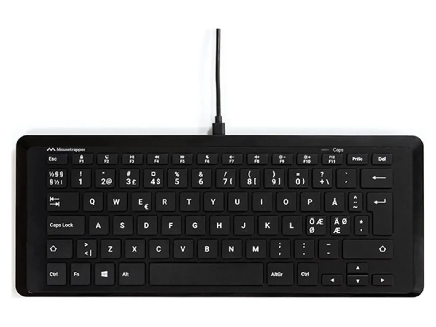 Tangentbord Mousetrapper Mini, ergonomiskt, USB-C, svart