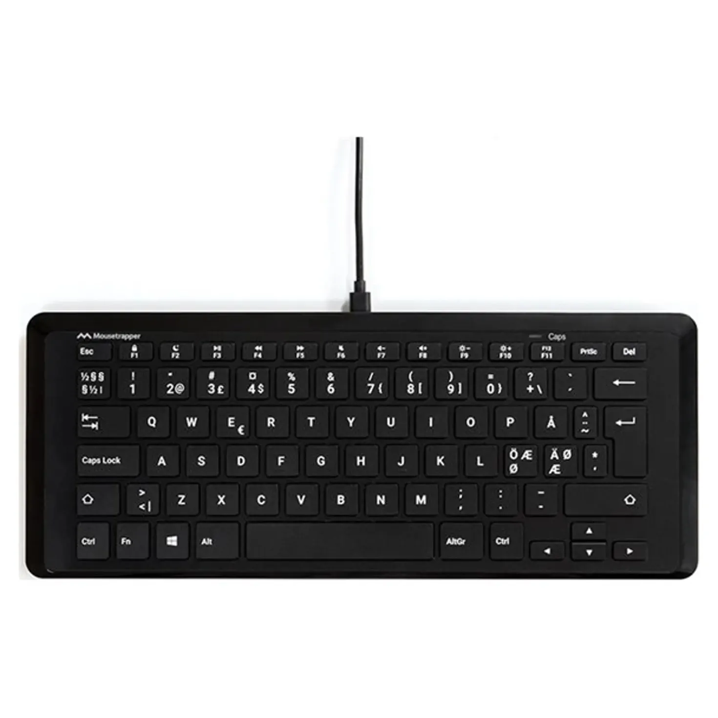 Tangentbord Mousetrapper Mini, ergonomiskt, USB-C, svart