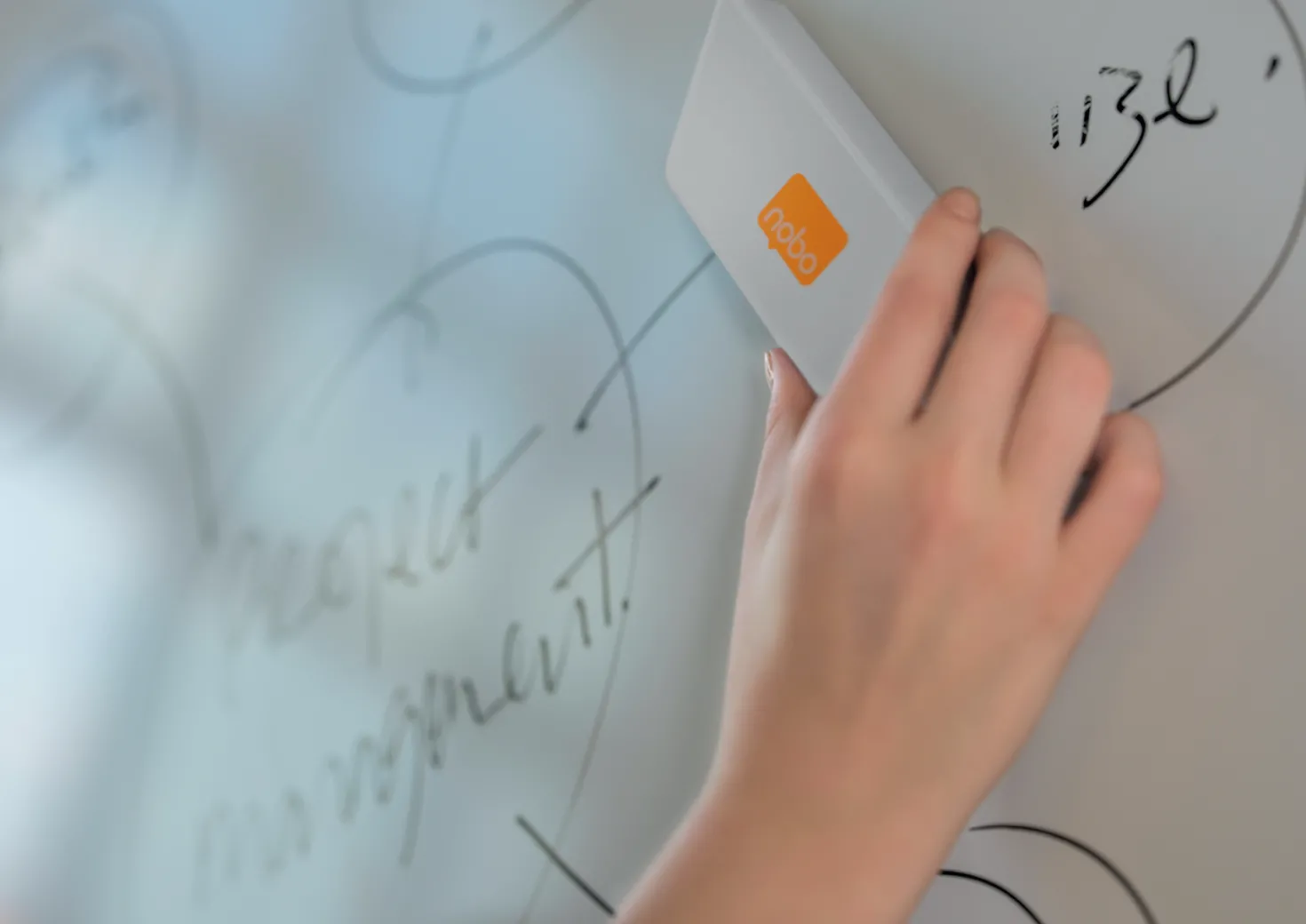 Taveltorkare Nobo för Glaswhiteboard, magnetisk, dubbelsidig, vit