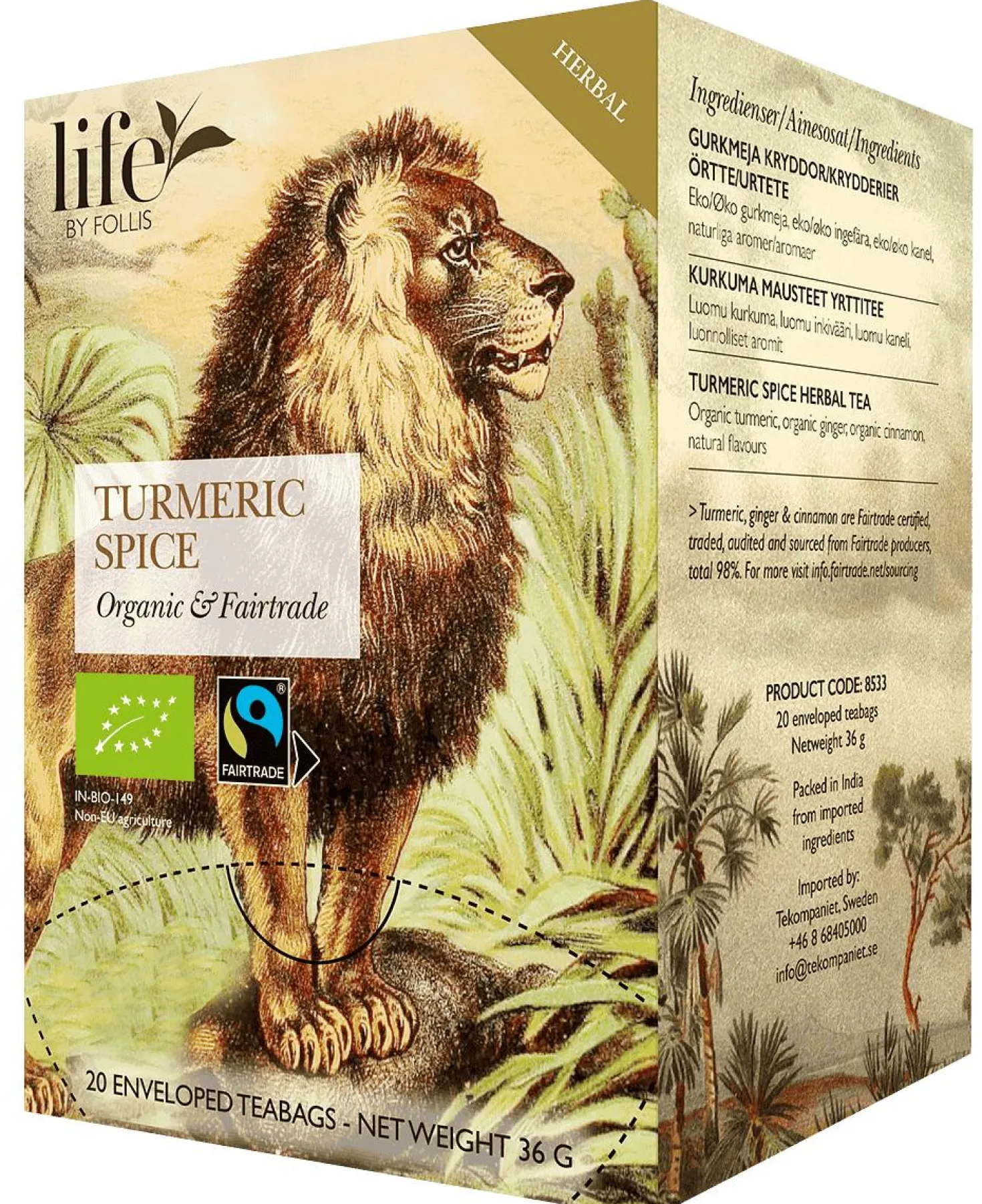 Te LIFE BY FOLLIS Gurkmeja kryddor 20/fp
