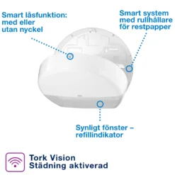 Toalettpappersdispenser Tork T1 Jumbo, vit