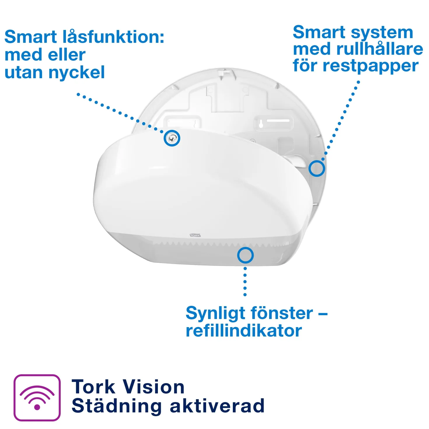 Toalettpappersdispenser Tork T1 Jumbo, vit
