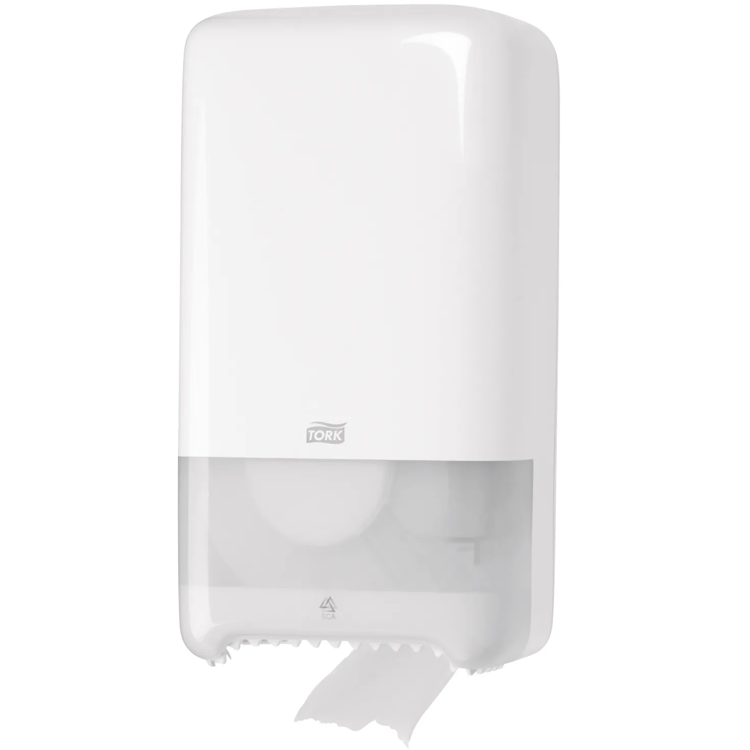Toalettpappersdispenser Tork T6 Mid-size Twin, två rullar, vit