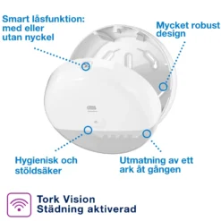 Toalettpappersdispenser Tork T9 SmartOne Mini, vit