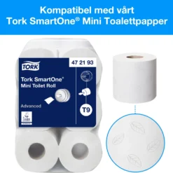 Toalettpappersdispenser Tork T9 SmartOne Mini, vit
