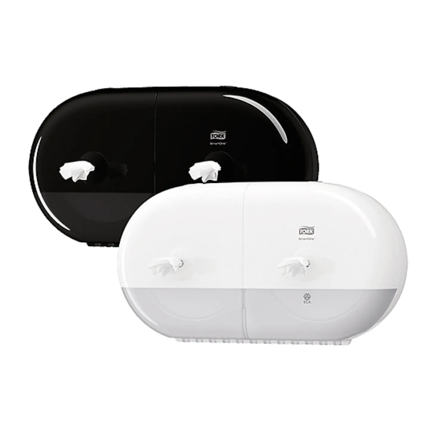 Toalettpappersdispenser Tork T9 SmartOne Mini Twin, vit, 2 rullar