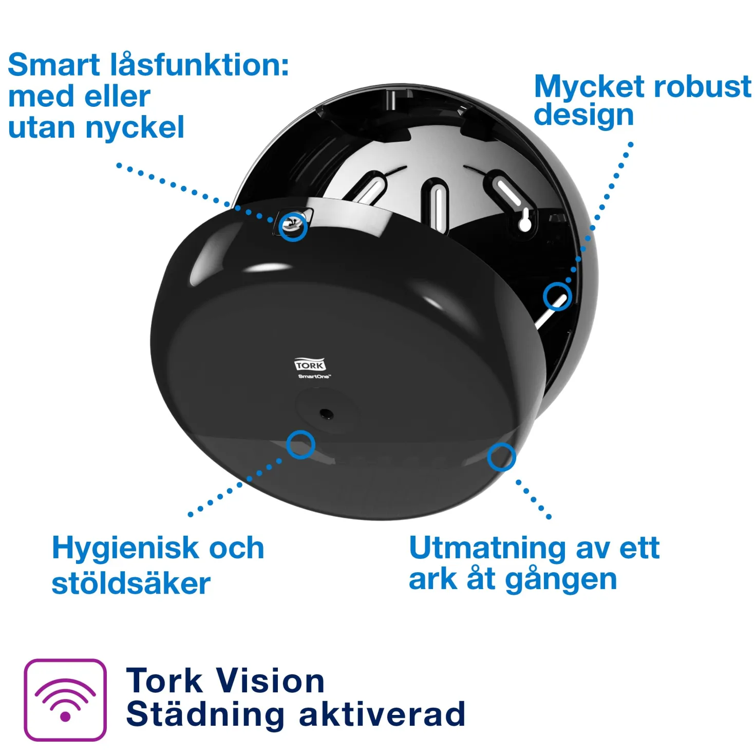 Toalettpappersdispenser Tork T9 SmartOne Mini, svart