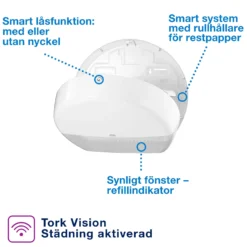 Toalettpappershållare Tork T2 Mini Jumbo Elevation, vit