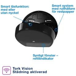 Toalettpappershållare Tork T2 Mini Jumbo Elevation, svart
