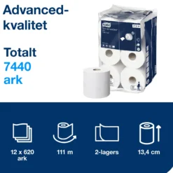 Toalettpapper Tork SmartOne Mini T9 2-lags, 112m, 12 rullar