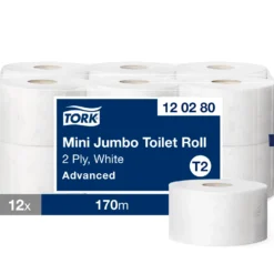 Toalettpapper Tork T2 Advanced Mini Jumbo, 2-lager, 170m, 12 rl