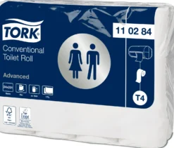 Toalettpapper Tork T4 Advanced 2-lagers, vit, 24 rullar