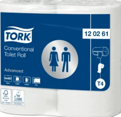 Toalettpapper Tork T4 Advanced 2-lags, extra lång 68m, 24 rullar