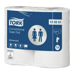 Toalettpapper Tork T4 Advanced 2-lags, extra lång 68m, 24 rullar
