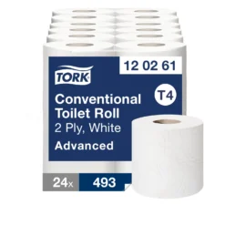 Toalettpapper Tork T4 Advanced 2-lags, extra lång 68m, 24 rullar