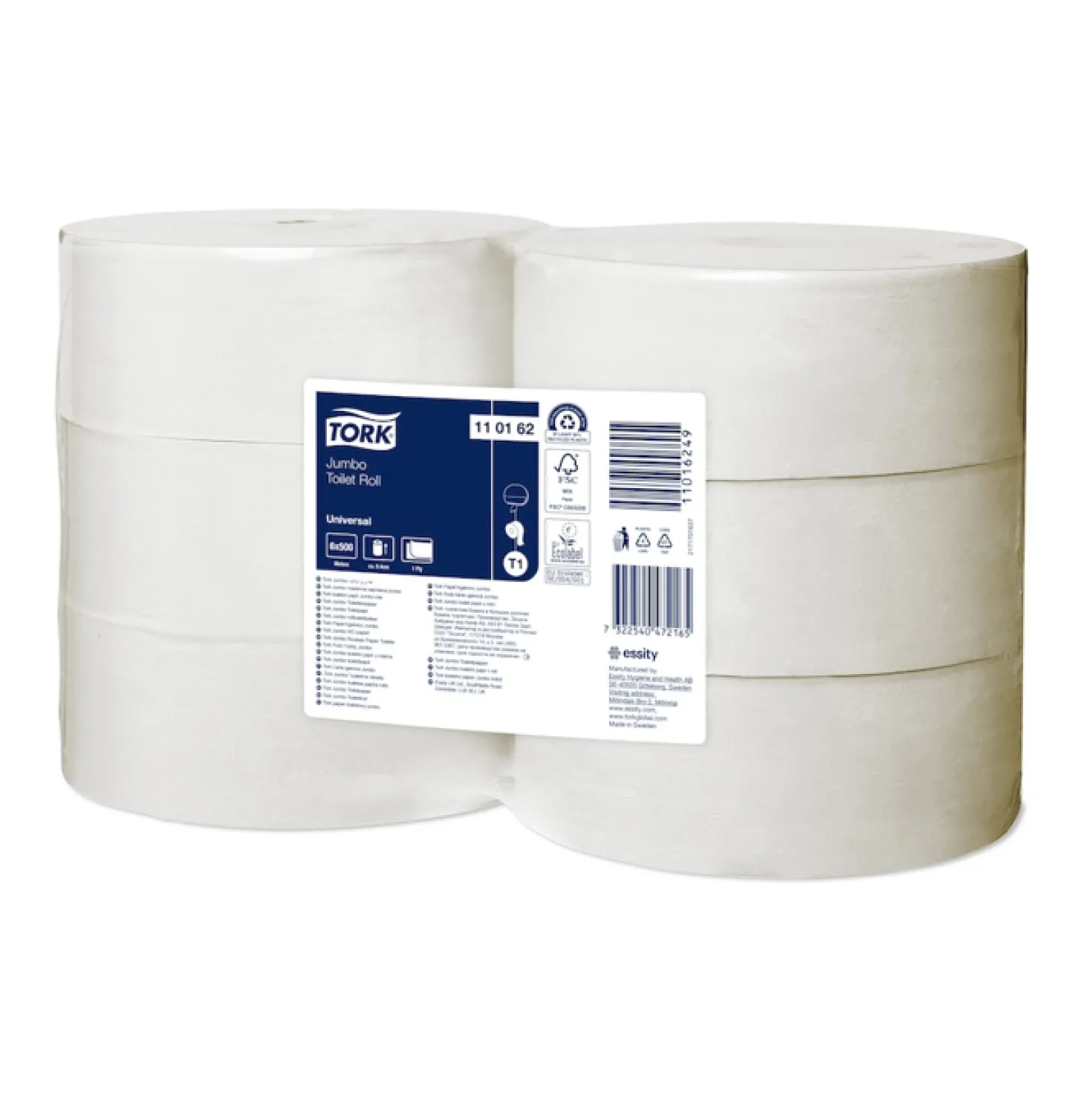 Toalettpapper Tork T1 Jumbo, 1-lags, 480m, 6 rullar