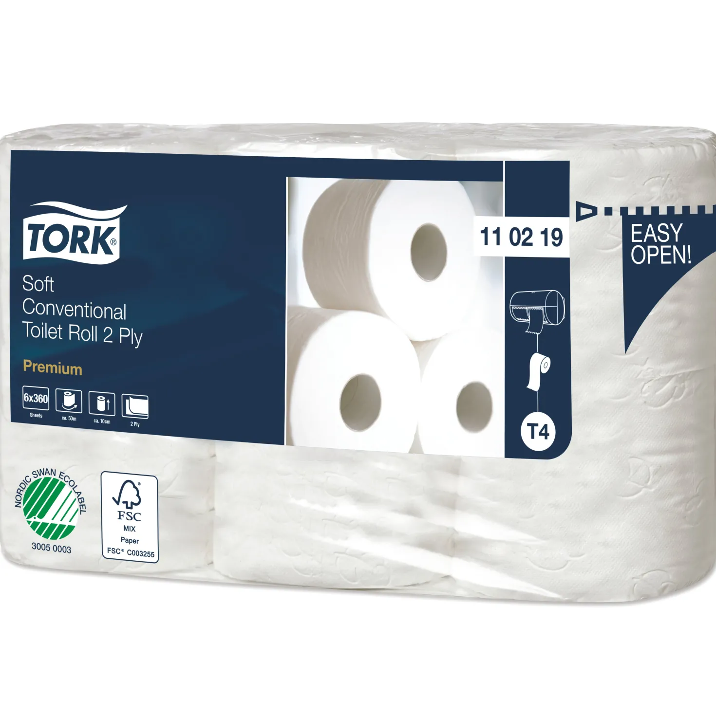 Toalettpapper Tork T4 Premium, 2-lags, Svanenmärkt, 42 rullar