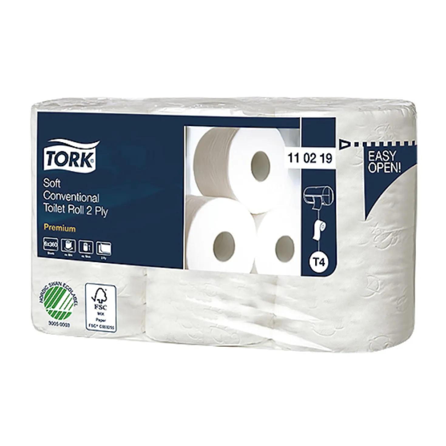 Toalettpapper Tork T4 Premium, 2-lags, Svanenmärkt, 42 rullar