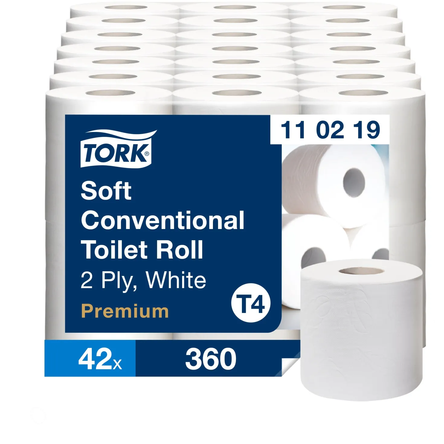 Toalettpapper Tork T4 Premium, 2-lags, Svanenmärkt, 42 rullar