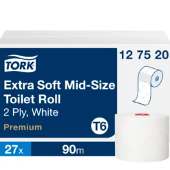 Toalettpapper Tork T6 Premium Mid-size 2-lagers, 90m, 27 rullar