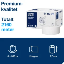 Toalettpapper Tork T1 Premium Soft Jumbo, 2-lager, 6 rullar