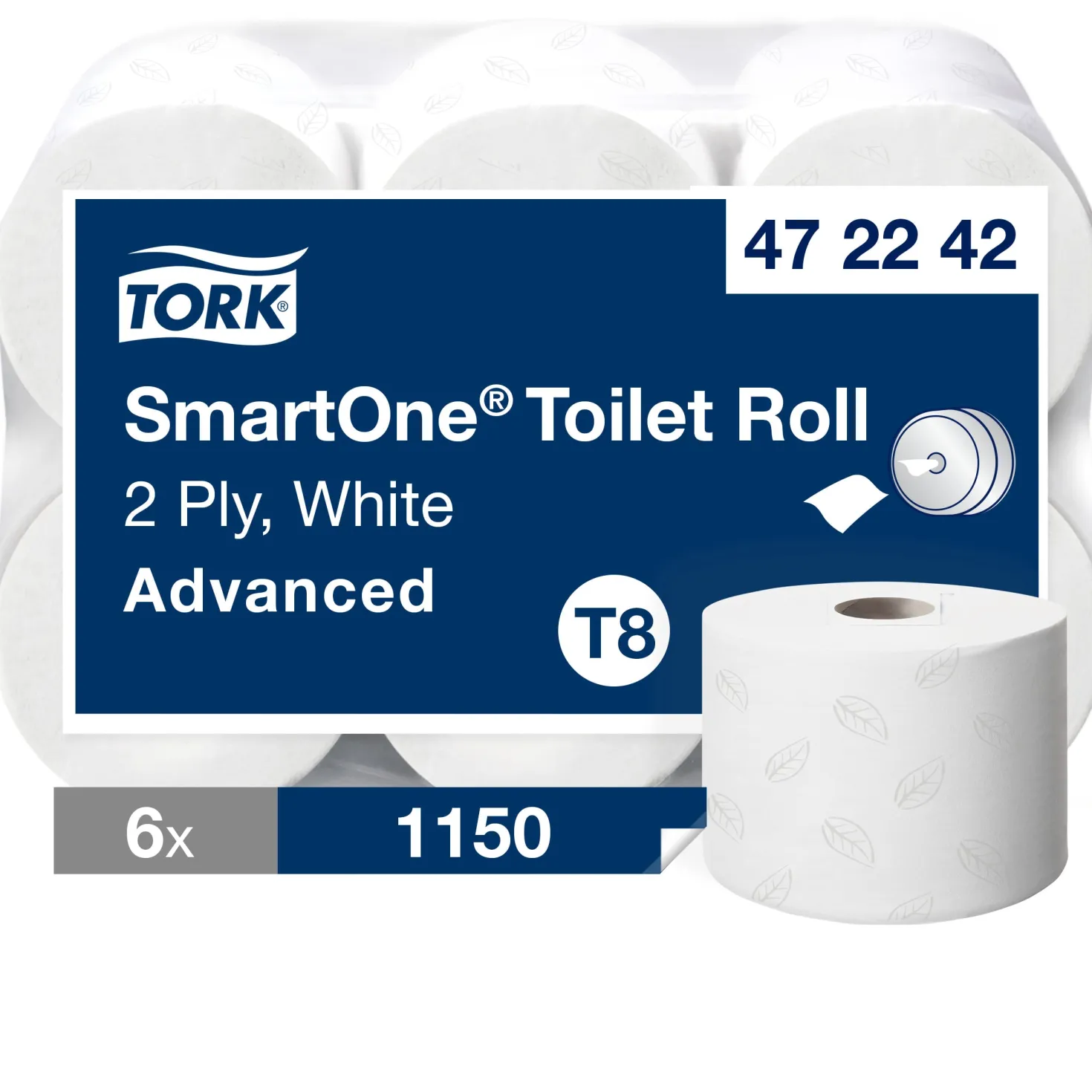 Toalettpapper Tork T8 SmartOne 2-lags, 207m, 6 rullar