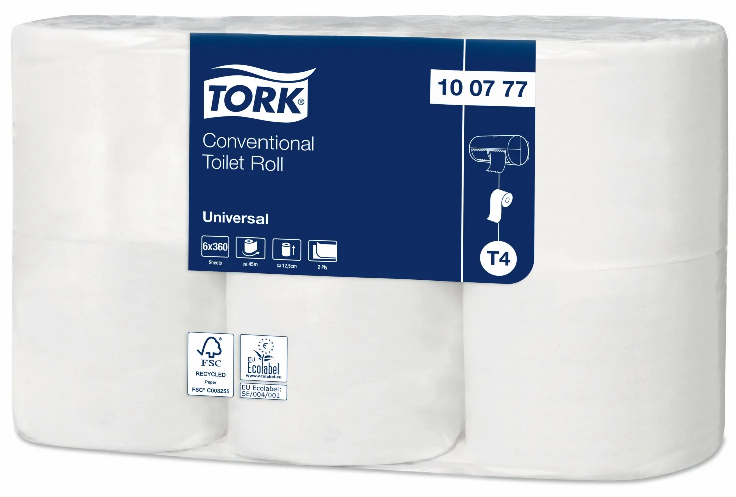 Toalettpapper Tork T4 Universal 2-lags, 44,8m, 42 rullar
