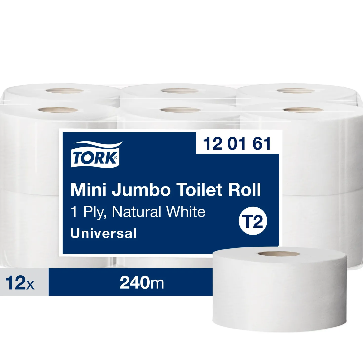 Toalettpapper Tork T2 Universal Mini Jumbo, 1-lag, 240m, 12 rl