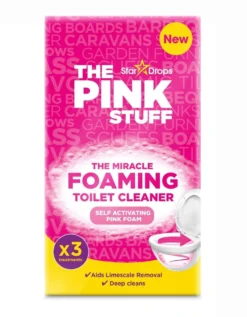 Toalettrengöring The Pink Stuff Miracle Foaming, rabarberdoft, 3x100g
