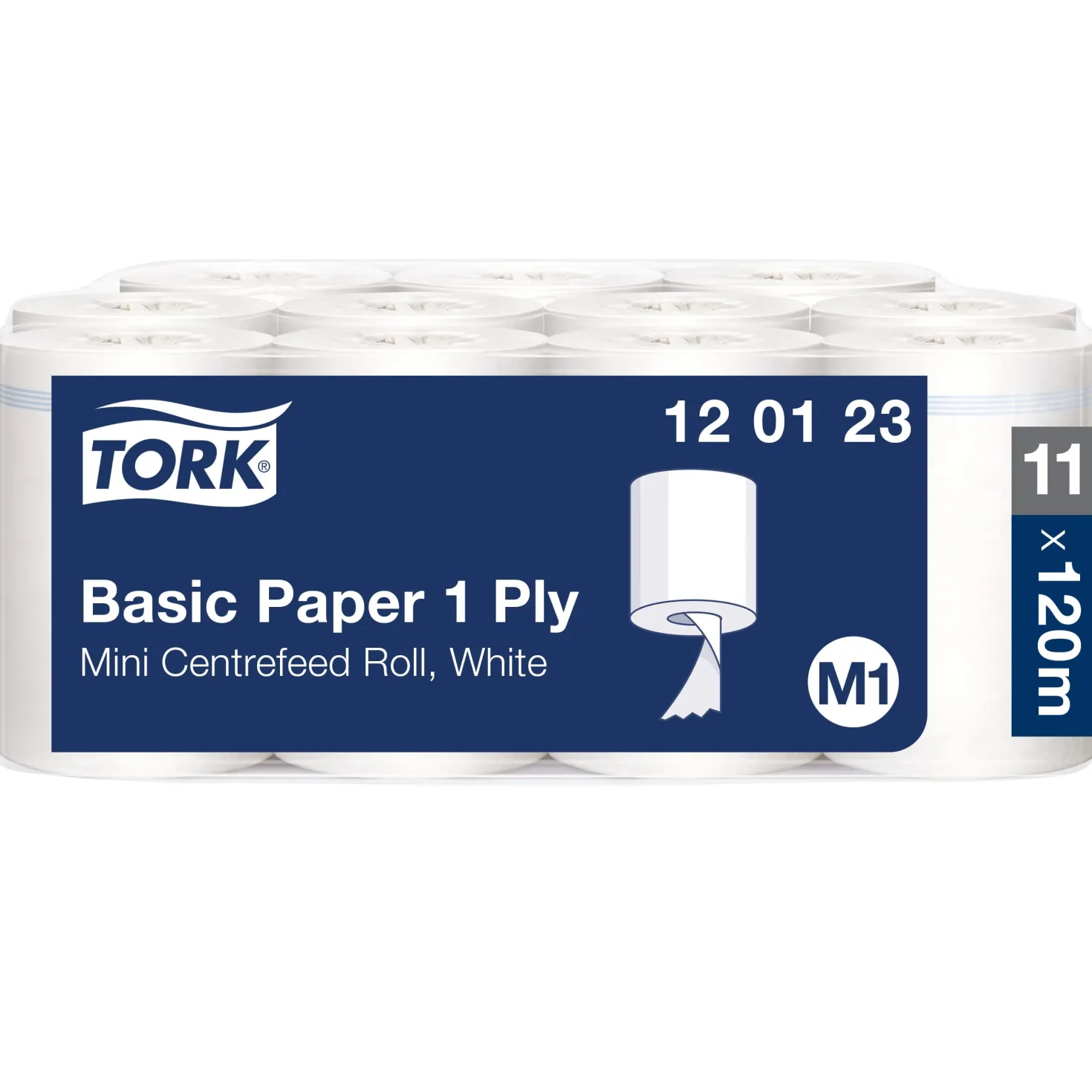 Torkpapper Tork M1 Universal 310 Mini, centrummatat, vit, 11 rullar