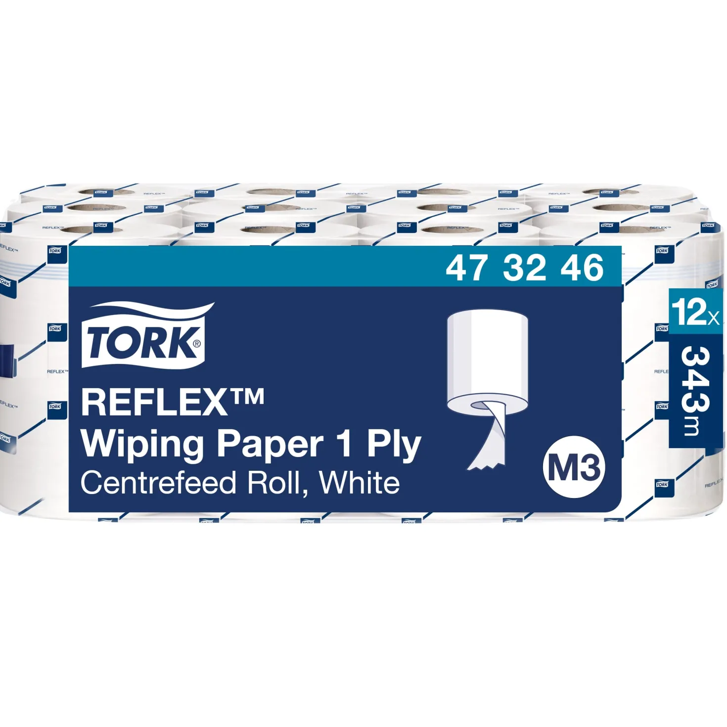 Torkpapper Tork Reflex Mini M3, centrummatat, vit, 12 rullar