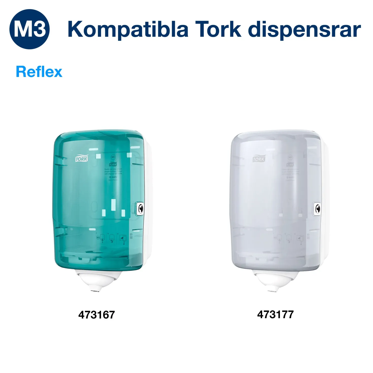 Torkpapper Tork Reflex Mini M3, centrummatat, vit, 12 rullar