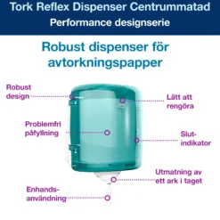Torkrullshållare Tork Reflex C-mat M4, turkos, enkelbladsmatning