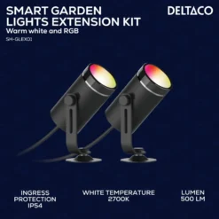 Trädgårdsbelysning Deltaco SH-GLEX01 Förlängningskit, 2 lampor, RGB
