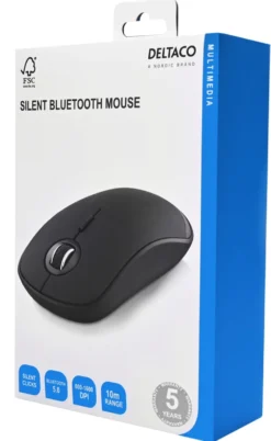 Trådlös Mus Deltaco Bluetooth Tyst, 800-1600 DPI, 60g
