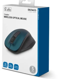 Trådlös Mus Deltaco Optisk, 1200 DPI, blå, 2.4GHz