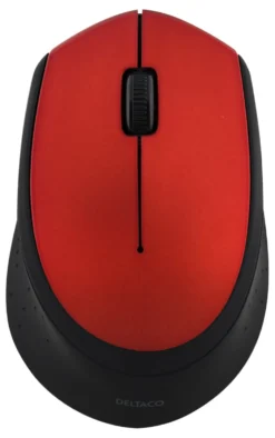 Trådlös Mus Deltaco Optisk 2.4GHz, röd, 1200 DPI, 3 knappar
