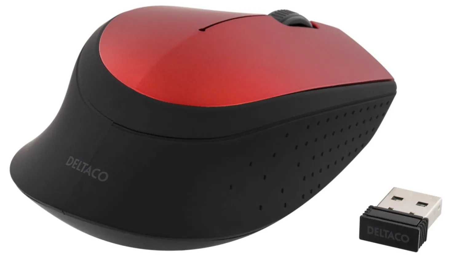 Trådlös Mus Deltaco Optisk 2.4GHz, röd, 1200 DPI, 3 knappar