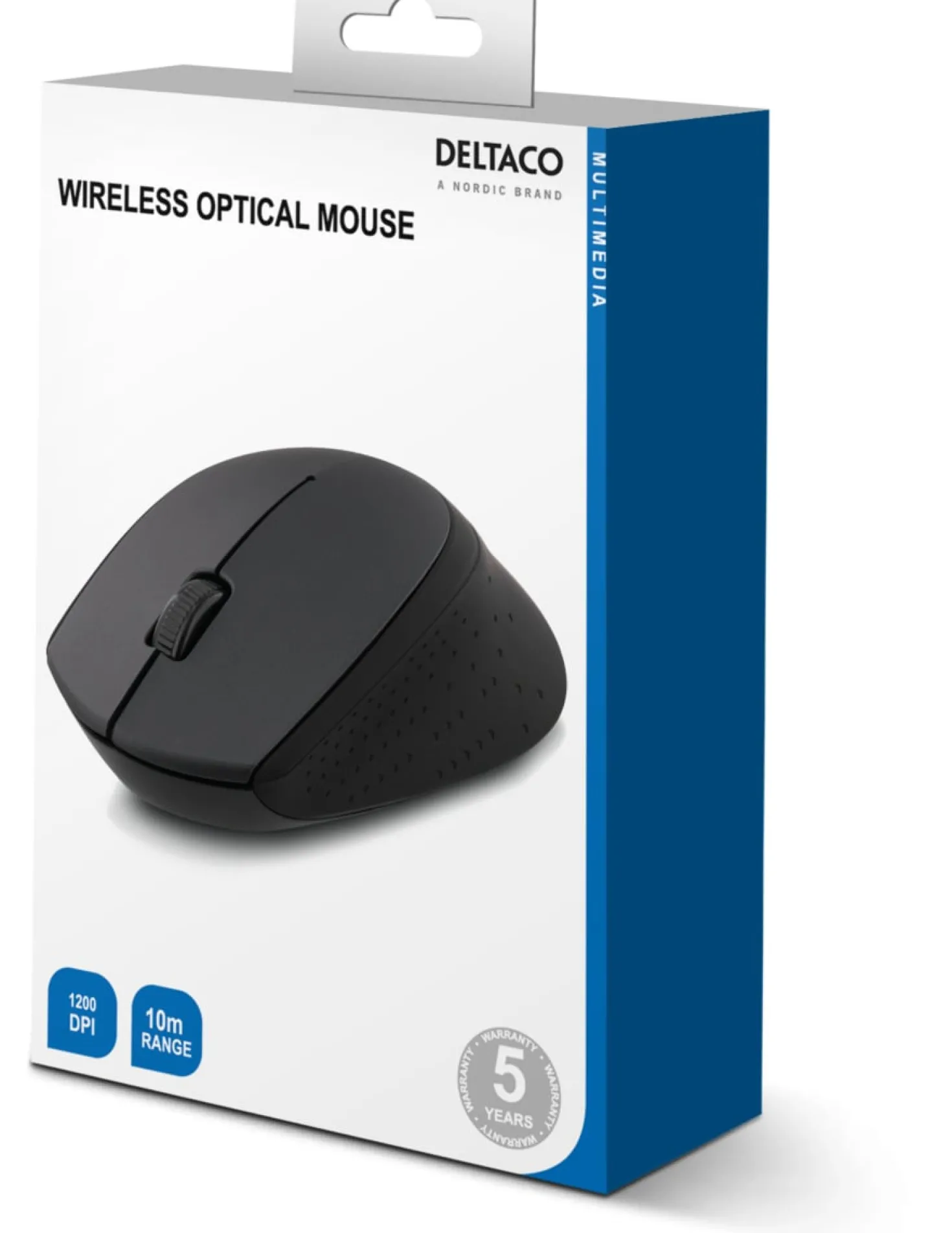Trådlös Optisk Mus Deltaco KAB-MS-460, 2.4GHz, 1200 DPI, grå