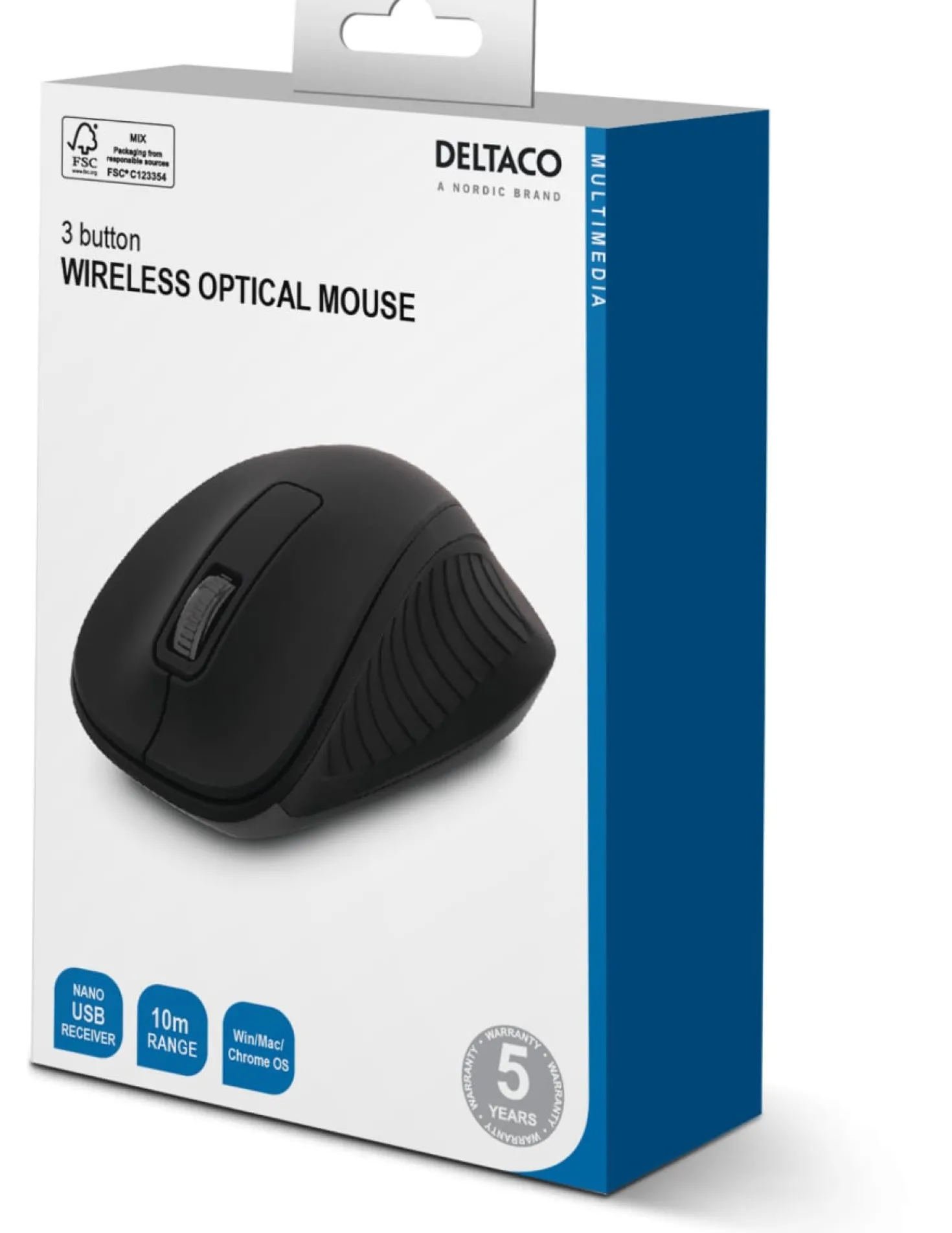 Trådlös Optisk Mus Deltaco MS-710, 2.4GHz, 1200 DPI, svart