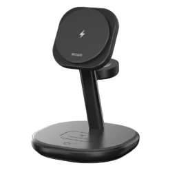 Trådlöst laddningsställ Deltaco 3-i-1 magnetiskt, iPhone, svart