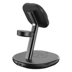 Trådlöst laddningsställ Deltaco 3-i-1 magnetiskt, iPhone, svart